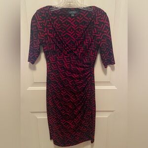 Ralph Lauren Red and Black Geometric Dress